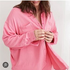 Aerie Pink LumberJane Lightweight Button Up